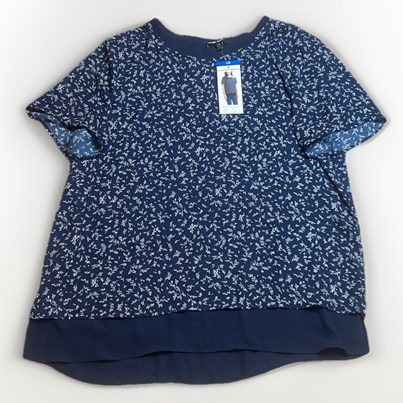 Hilary Radley Tops - NWT Hilary Radley Navy Floral Flowy Layered Casual Top sz XXL & L